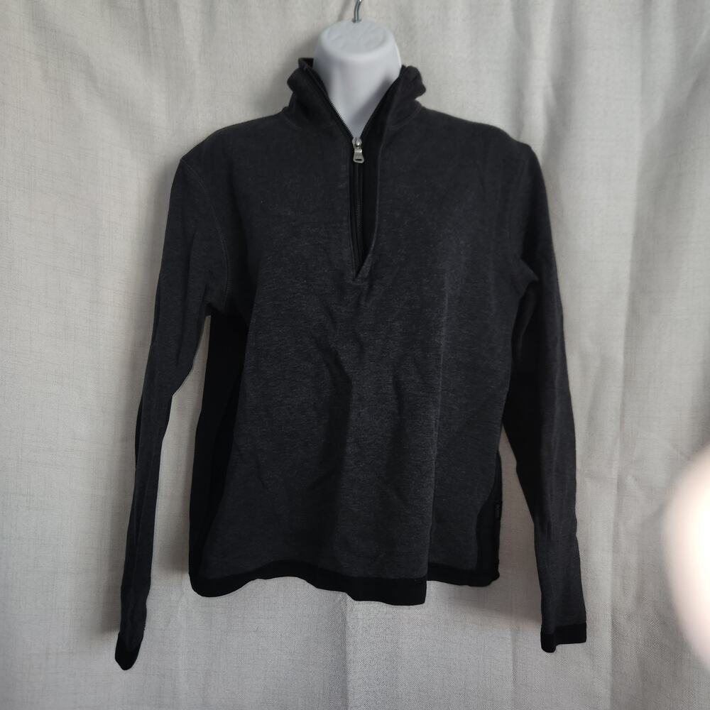 Hugo Boss Gray And Black Partial Zip Up Pullover Sweatshirt Sz Small